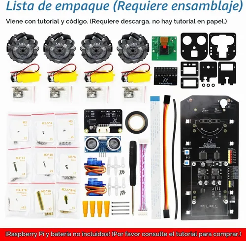 Vista 2 de Freenove Mecanum Wheel - Kit de coche para Raspberry Pi 5 4 B 3 B+ Zero 2 W, seguimiento facial, seguimiento de línea, seguimiento de luz, evitación