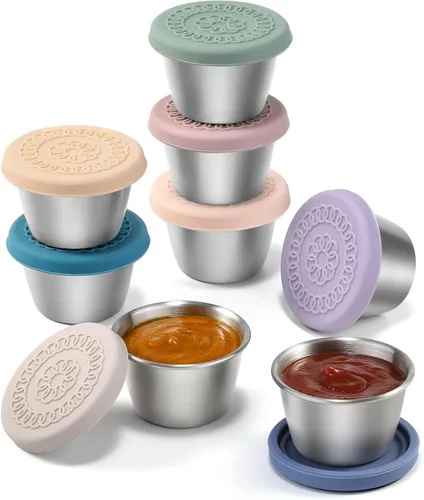 Vista 7 de VITEVER [Paquete de 6] Recipientes para Aderezo de Ensalada Para Llevar, 1.6 oz Recipientes Pequeños de Condimentos con Tapas, Tazas de Salsa