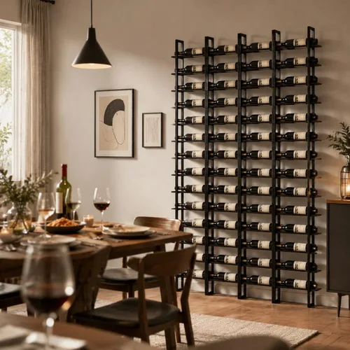 Vista 5 de Estante de vino grande de montaje en pared para 64 botellas Negro