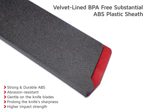 Vista 3 de WELLSTAR Juego de protectores de bordes de cuchillo, 2 fundas universales de cuchilla, fundas protectoras de ABS sin BPA, forro de fieltro