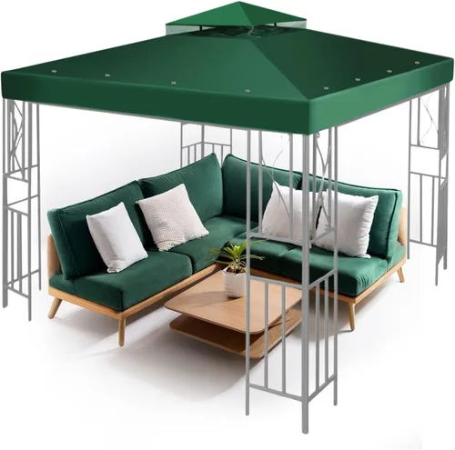 Vista 14 de Flexzion Cubierta de repuesto para toldo de 8 x 8 pies (7.9 ft x 7.9 ft), cubierta superior de doble nivel con protección UV30+, resistente a