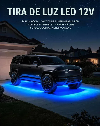 Vista 2 de Keiurot Tira de luces LED para automóvil, 24 pulgadas, conectable, azul, para coches, barcos, carros de golf, camiones, impermeables, 12 V, paquete