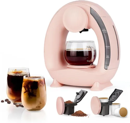 Vista 11 de Cafetera de una sola porción 2 en 1, cafetera rápida de 1400 W para cápsulas K-Cup y café molido, cafetera americana y de té de un solo toque con 2