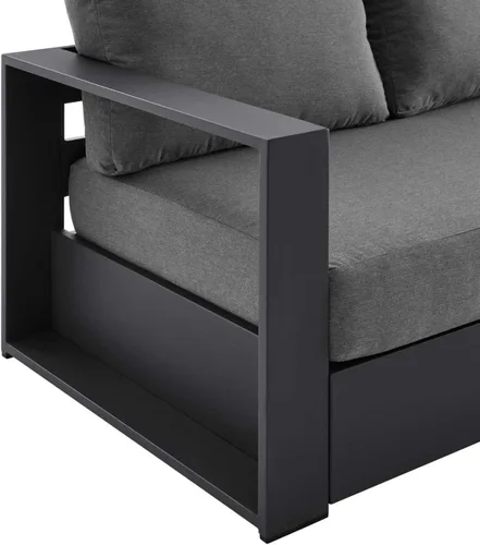 Vista 7 de Modway Tahoe - Sofá de aluminio para patio exterior en gris carbón