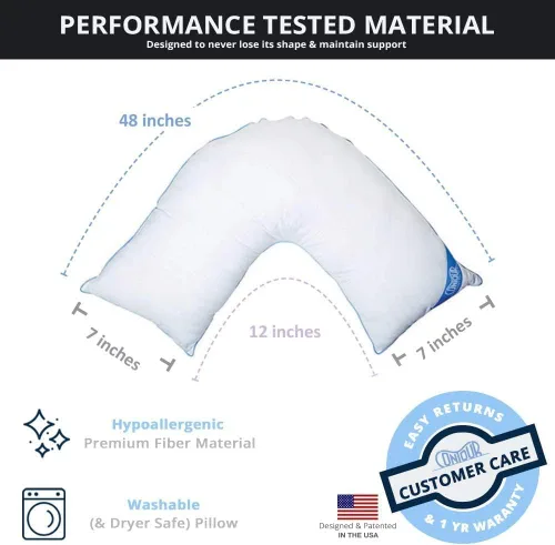 Vista 6 de Almohada de soporte para cama y cuerpo en forma de L Contour para personas que duermen de lado Almohada de alivio multifuncional para hombros