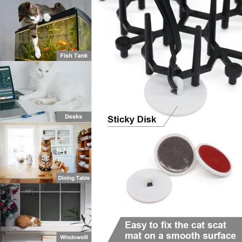 Vista 5 de Ley's Paquete de 12 alfombrillas disuasorias para gatos, 6 x 8 pulgadas, con púas, mantiene a los gatos alejados de las plantas, muebles