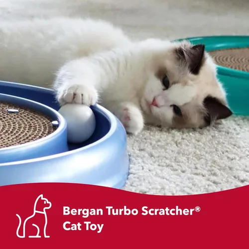 Vista 2 de Coastal Pet Turbo Scratcher Juguete para Gatos - Almohadilla Rascadora de Cartón para Gatos con Pista de Pelota de Juguete y Hierba Gatera