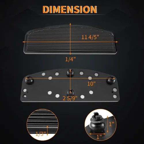 Vista 4 de Estribo delantero de goma para motocicleta con inserto para conductor/piloto, plataforma ancha para los pies, clavijas para los pies, pedales