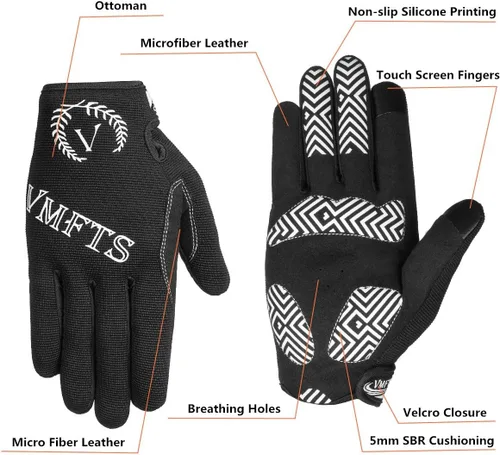 Vista 3 de Guantes de ciclismo VMFTS con gel y guantes deportivos sin dedos completos para fitness, levantamiento de pesas, entrenamiento de escalada