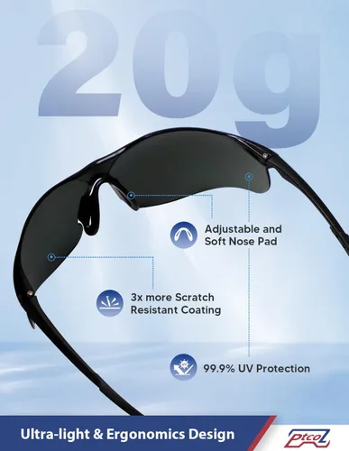 Vista 27 de Paquete de 3 lentes de seguridad tintados ámbar: lente de policarbonato antiarañazos con certificación ANSI Z87.1, protección UV para construcción