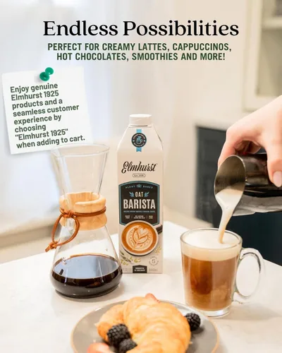 Vista 4 de Elmhurst 1925 Barista Edition Leche de avena, a base de plantas, vegana, 32 onzas (paquete de 6)