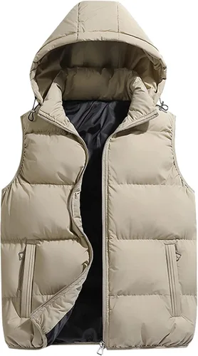 Vista 2 de WENKOMG1 Chaleco acolchado de invierno para hombre, ligero, plegable, con cremallera, sin mangas, resistente al agua