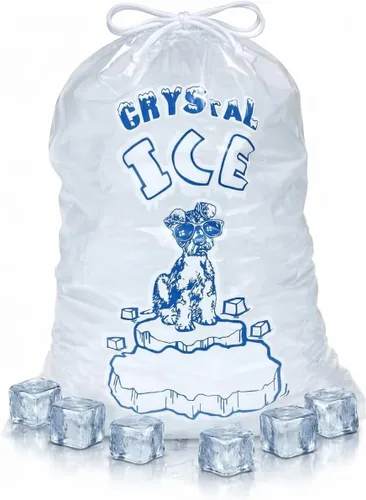 Vista 3 de Paquete de 100 bolsas de hielo de 10 libras, bolsas de hielo resistentes con cordón (1.30 mils de grosor)