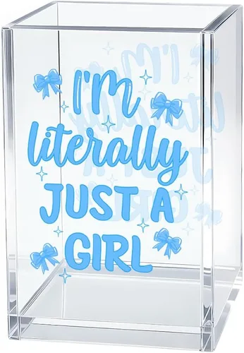 Vista 9 de I'm Literally Just A Girl - Organizador de cosméticos de acrílico para bolígrafos, divertido soporte de escritorio de acrílico para lápiz, bonitos
