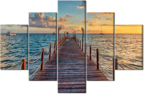 Vista 30 de TUMOVO 5 piezas de arte en lienzo para pared, hermoso castillo de piedra de cisne con paisajes naturales de selva al atardecer, paisajes naturales