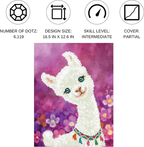 Vista 2 de DIAMOND DOTZ Lulu - Kits de pintura de diamantes de llama para adultos, kits de arte de diamantes, un kit de manualidades creativo relajante