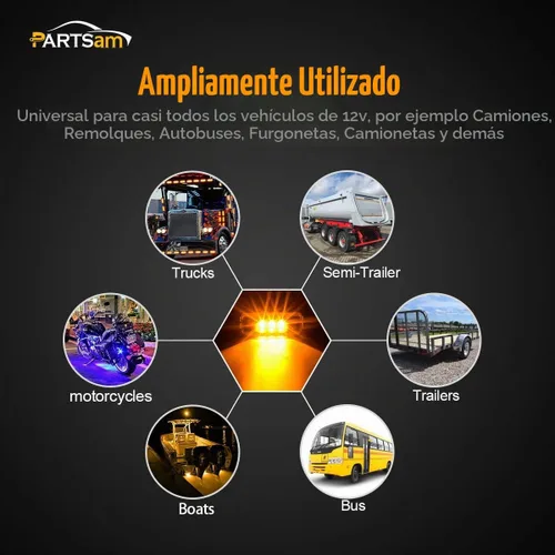 Vista 8 de Partsam - Juego de 2 luces LED de 3 luces LED para remolque, delanteras, traseras y laterales, selladas e impermeables, montaje en superficie