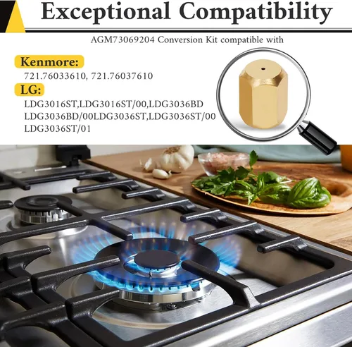 Vista 2 de Agm73069204 Kit de conversión de gas natural a LP. Compatible con Kenmore, kit de conversión de propano líquido (Lp) LG para cocina de gas, horno