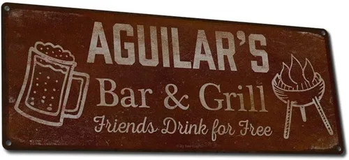 Vista 98 de Adam's Bar and Grill Friends Drink for Free, cartel de aluminio de 5.75 x 15.5 pulgadas, accesorios personalizados para bar y decoración de pared