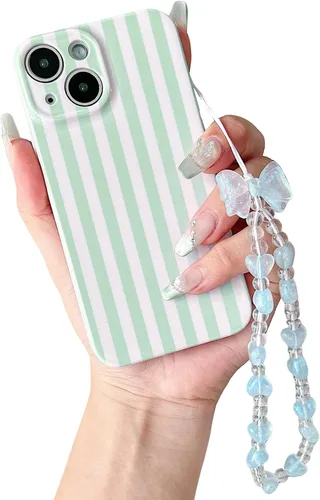 Vista 35 de Bonita funda a rayas para iPhone 6 Plus iPhone 6s Plus con cadena de cuentas, estética suave y delgada, funda protectora de poliuretano