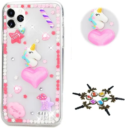 Vista 5 de Funda brillante compatible con Google Pixel 7a, elegante funda 3D hecha a mano con diseño de diamantes de imitación de libélula y diamantes