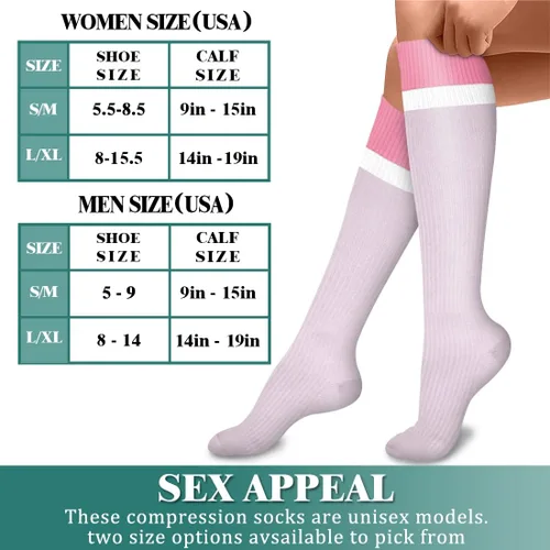 Vista 6 de Paquete de 3 pares de calcetines de compresión médica para mejorar la circulación de mujeres y hombres, para correr, hacer deporte y amamantar