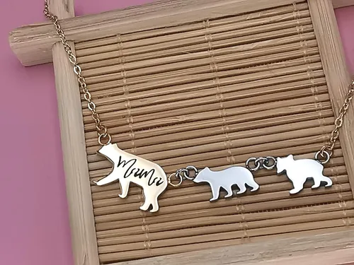 Vista 5 de Sweet Family - Collar con colgante para mamá y oso bebé, regalo para ella, mamá, madre, regalo para ella, Acero inoxidable, no conocido