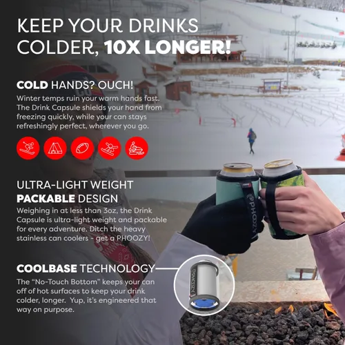 Vista 3 de PHOOZY Enfriador de latas aislado para latas delgadas de 12 oz - El aislamiento patentado de la NASA mantiene las bebidas frías 10 veces más tiempo