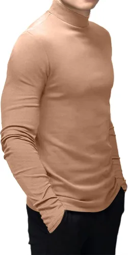 Vista 3 de Rela Bota Camisetas de moda para hombre, ropa interior térmica, camisetas de media manga corta de cuello alto, ajuste delgado, básicas