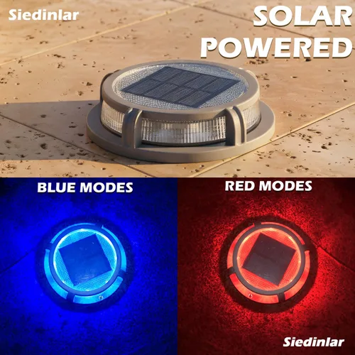 Vista 3 de SIEDiNLAR Luces solares para cubierta al aire libre, 2 modos, 16 LED, marcadores de entrada, luz de muelle, funciona con energía solar, impermeable