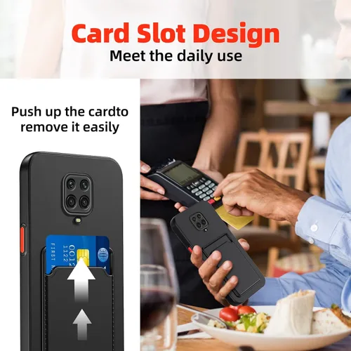 Vista 8 de Funda para Redmi Note 9 Pro, Redmi Note 9s con ranura para tarjetas de crédito, TPU suave TPU silicona resistente a los arañazos delgada ranura