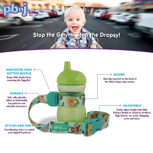 Vista 7 de PBnJ Baby SippyPal Sippy - Correa para portavasos (123, 2 unidades)