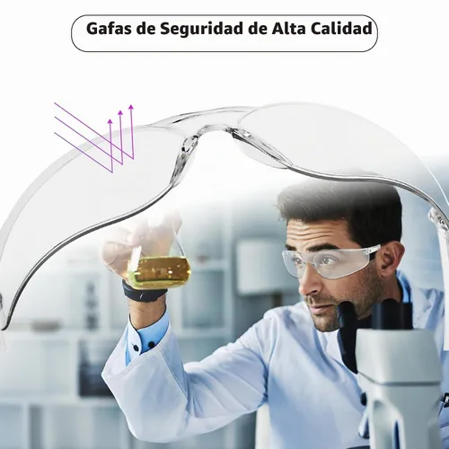 Vista 4 de Salfboy Gafas de seguridad transparentes a granel de 10 ANSI Z87.1, gafas protectoras resistentes a arañazos para trabajo, laboratorio, construcción