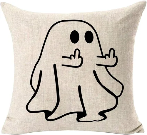 Vista 6 de Funda de almohada con diseño de calavera de Halloween, decoración del hogar, lino y algodón, funda de cojín de 18 x 18 pulgadas / 45.72 x 45.72 cm.