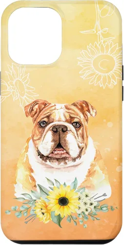Vista 25 de iPhone 16 Cute English Bulldog Dog Bully - Sunflower Floral Flowers Case