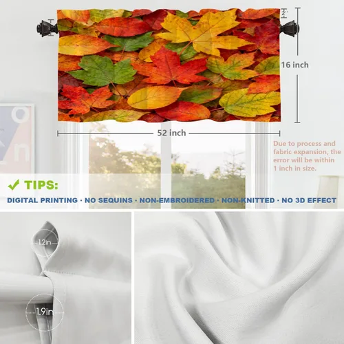 Vista 516 de Shrahala Orange Autumn Autumn Blackout Curtain Tiers, Fall Kitchen Valance Light Blocking Tier Drapes with Rod Pocket, 2 Pack 26 X 24 in