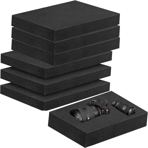 Vista 8 de 3 piezas de insertos de espuma de 16 x 12 x 2 pulgadas para estuches, espuma de poliuretano, hojas de espuma negra para embalaje, acolchado de 2