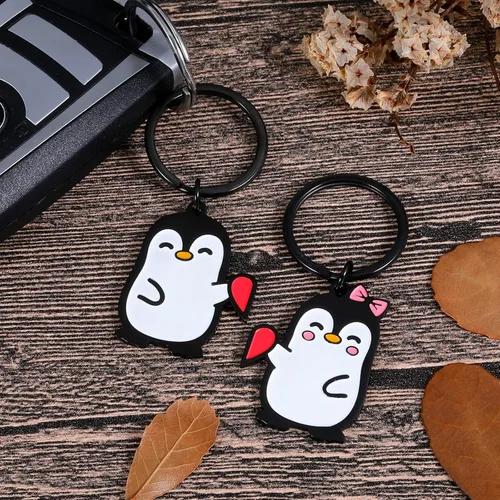 Vista 3 de Regalos de pingüino para parejas, regalos para el día de San Valentín para él, novio, novia, ella, amantes de los pingüinos a juego, lindo llavero