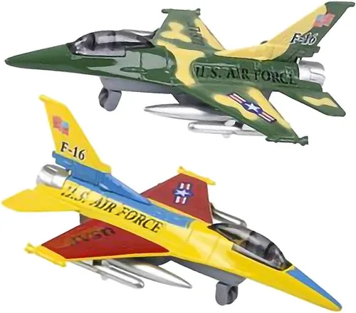 Vista 8 de ArtCreativity Jets F-16 fundidos a presión con mecanismo de retroceso, juego de 2, 7.5 pulgadas de metal fundido a presión para niños, decoraciones
