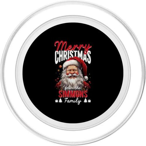 Vista 2 de Merry Christmas From The Simmons Family Santa Claus Costume PopSockets MagSafe PopGrip for iPhone