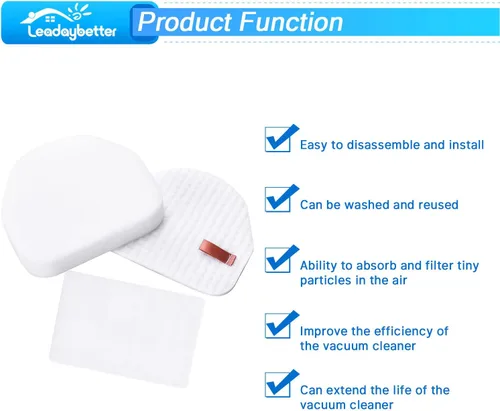 Vista 3 de Leadaybetter Filtro de repuesto para Shark Navigator NV100 NV100 26 NV105 26 NV106 UV300 NV450 NV480 NV482 aspiradora vertical ligera, paquete de 4