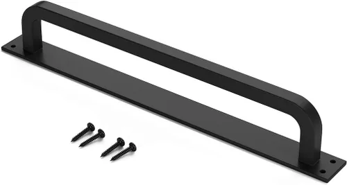 Vista 2 de SMARTSTANDARD 12" Manijas de puerta de granero hechas a mano rústicas antiguas, manija de base larga color negro, para puerta, cobertizo, garaje
