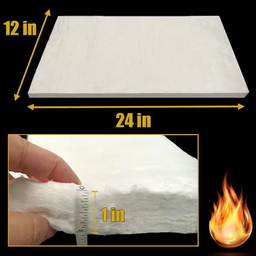 Vista 2 de Manta deflectora de fibra cerámica de 24" x 12" x 1" (gruesa) aislante ignífuga clasificada hasta 2400°F, resistencia a altas temperaturas