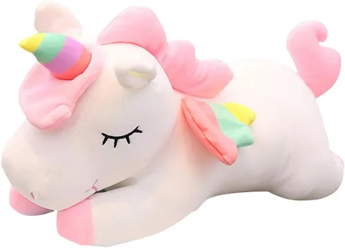 Vista 8 de Animales de peluche de unicornio, almohada suave de unicornio para abrazar, regalo para niños (rosa, 12 pulgadas)