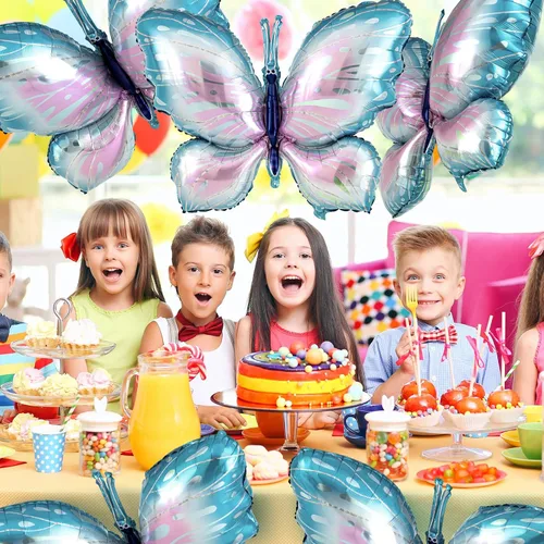 Vista 4 de Poen 12 globos de mariposa moradas de 40 pulgadas a granel, globos de mariposa de hadas para decoraciones temáticas de mariposas, bodas, cumpleaños