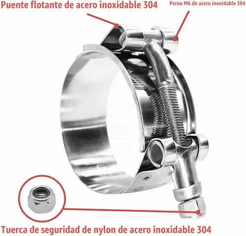 Vista 2 de BOTTEN Paquete de 4 abrazaderas de manguera T-Bolt de 1 pulgada, rango de abrazadera 32-37mm para manguera de ID de 1 pulgada, abrazaderas de Rango