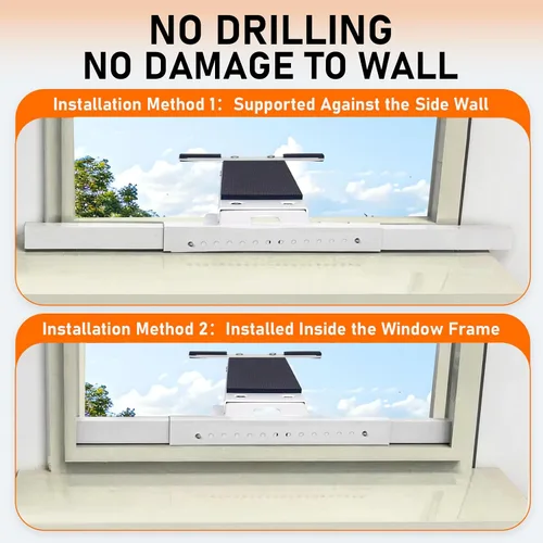 Vista 3 de Soporte de CA para ventana sin taladro, soporte de brazo único para ventanas pequeñas, soporta hasta 165 libras, instalación interior ajustable