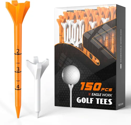 Vista 8 de Camisetas de golf de plástico, paquete de 150 (130 camisetas de conductor + 20 camisetas de hierro/híbridas), baja fricción y resistencia, diseño