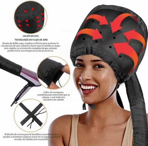 Vista 2 de Accesorio de capó para secador de pelo, tapas ajustables para secador