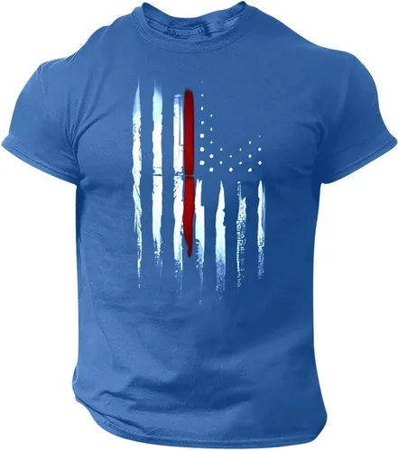 Vista 6 de Camisetas de verano para hombre, estilo casual, ajustado, manga corta, de algodón, patriótica, de Estados Unidos, con bandera americana, camiseta
